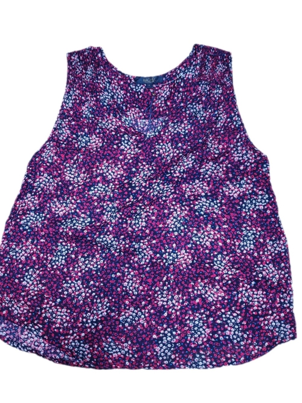 NWT Rachel Pink and Purple Floral Viscose Ladies size Medium sleeveless blouse